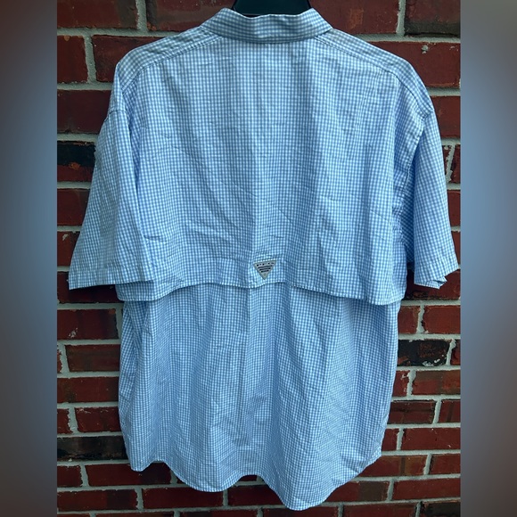 Columbia PFG Super Bonehead Mens Short Sleeve Vented Fishing Shirt Blue/White XL - Picture 2 of 5